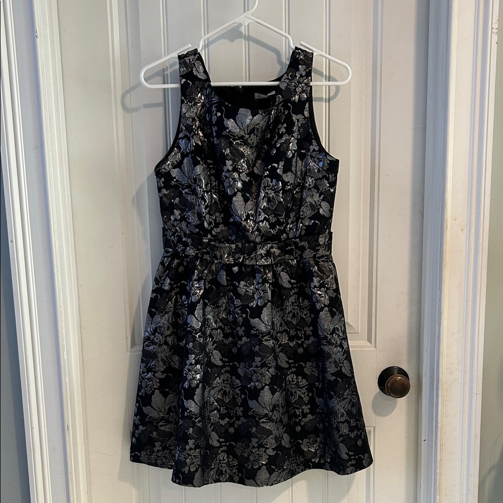 LC Lauren Conrad Black and Silver Floral Dress
